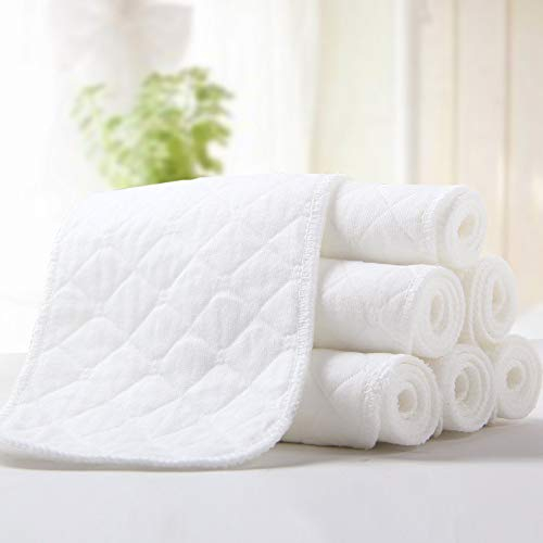Stoffwindel Saugeinlagen Baumwolle für Neugeborene Babys Kleinkinder Waschbar Wiederverwendbar 10Pcs(Insertar 6 capas)