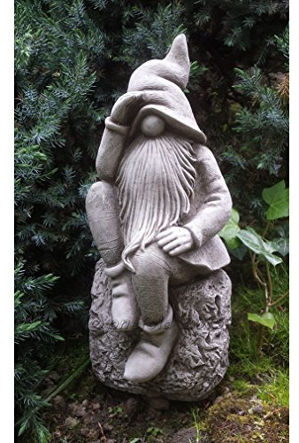 ONEFOLD Stone Thinker Pixie Gnome Outdoor Garden Sculpture Statue