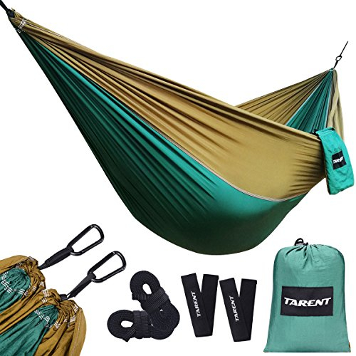 Tarent Hängematte Outdoor Ultraleicht mit Seilabdeckungen, 300kg Tragkraft Hammock (270x140 cm), Atmungsaktiver, Schnell Trocknender Nylon Fallschirm ，Hängematten, Camping Zubehör