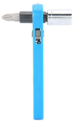 Vikye Ratchet Socket Wrench, 10mm Blue Mini Ratchet Wrench Tool with PH2 Screwdriver Bit Kit, Wrench Set for Repairing Use