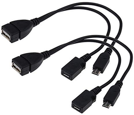 2Pcs Micro USB OTG Power Splitter Y Cables,USB Female to Micro USB Male & Micro Female Adapter Wire for Android Phone Tablet