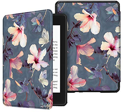 FINTIE Étui pour 6 Kindle Paperwhite 10ème Génération 2018 (Numéro de modèle: PQ94WIF) - Coque Léger avec Auto Réveil/Veille (n'est Pas pour 6 Kindle 10e Gén 2019 J9G29R), Hibiscus Fleurs