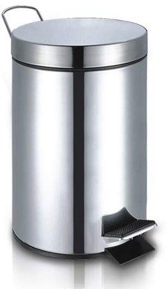 YORKSHIRE HOMEWARE Stainless Steel Office Bathroom Home Kitchen Pedal, Waste, Bin, Garbage, Trash Recycler with Plastic Inner Removeable Bucket (12L Pedal Bin)