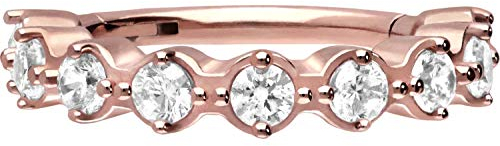 PIERCINGLINE Chirurgenstahl Segmentring Clicker EINGEFASSTE KRISTALLE Piercing Ohr Helix Tragus Conch Lippe Septum Ring Roségoldfarben 12 mm