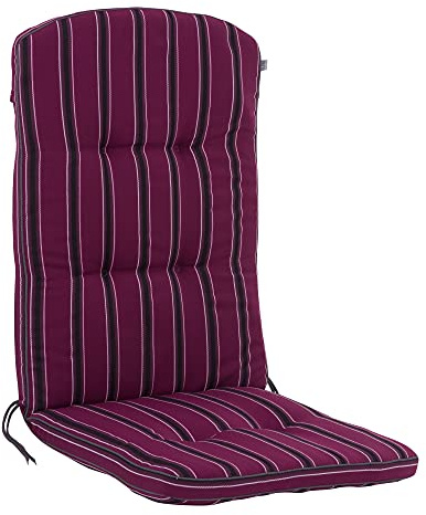 PATIO Stuhlauflage Hochlehner Saphir 111 x 48 cm Sitzkissen Streifen violett mit Schnüren Band am Rücken