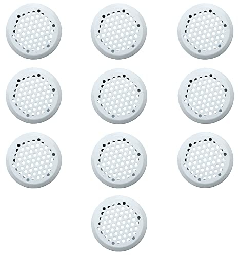 Orificios de Malla de Ventilación Redondos de Acero Inoxidable Blanca Rejilla Ventilacion Redonda Orificio De VentilacióN Redondo para Ventilación de Cocina Baño Estantería y Armario (10 Piezas)