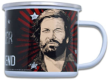 Blechwarenfabrik Braunschweig Bud Spencer The Legend Becher aus Emaille Mehrfarbig 0,5L, Maße: 9cm x 9cm, EBB03, 1 Stück (1er Pack)