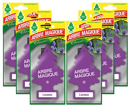 Arbre Magique Mono, Auto-Lufterfrischer, Lavendelduft, frischer und vielseitiger Duft, hält bis zu 7 Wochen, hergestellt in Italien, Packung mit 6 Stück