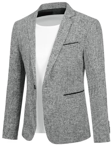 Allthemen Blazer Homme Élégant Suit Jacket Slim Fit Veste de Sport | Un Boucle Col Revers,Rétro Casual,Business Chic,Micro-Élasticité,Manches Longues,Lightweight Respirant,Fête Mariage Smoking