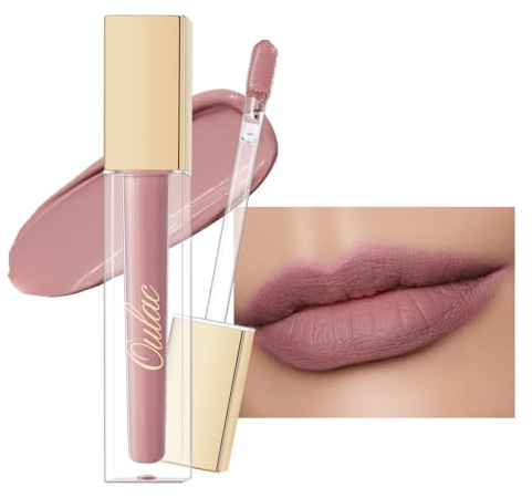 Oulac Matte Liquid Pink Lipstick for Women, Pink Nude Long Lasting Lip Stain, Waterproof Highly Pigmented Creamy Formula Lipstick with Vitamin E, Vegan, 4.5ml (M16)