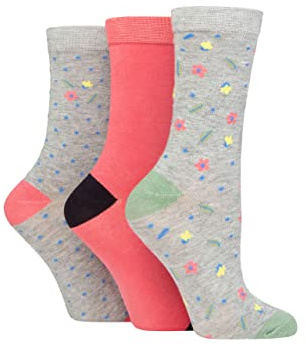 Glenmuir Womens Patterned Bamboo Socks Bright and Colourful, Fun Designs - Pack of 3