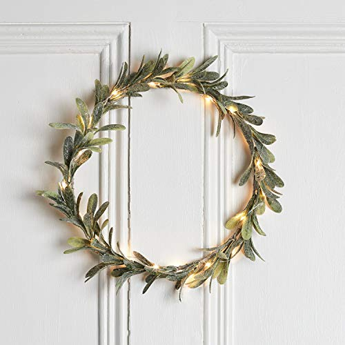 Lights4fun 32cm LED Mistelzweig Weihnachtskranz beleuchtet künstlich Kranz Innen Deko Weihnachten Türkranz