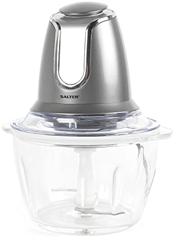 Salter EK3264COSVDEEU10 - Tritatutto elettrico in vetro Cosmos 1,2 L, 500 W, ideale per verdure, frutta e frutta secca, lame in acciaio inox, design rimovibile, 2 velocità, funzione turbo
