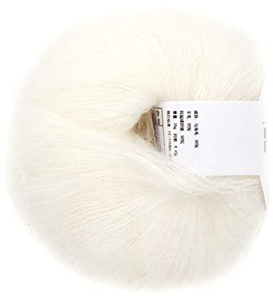 Fyearfly Weiches Mohair, Weiche Mohair Cashmere Wolle Strickgarn leichte Hand Strickwaren Garn DIY Schal Schal Häkelgarn für Schal für DIY Häkeln(weiß)