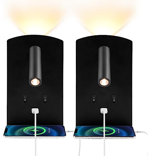 kieyeeno Lampe de Lecture LED Support de Porte-casseroles Applique Murale LED, 2pcs Liseuse de Chevet avec Interrupteur et Port de Charge USB, éclairage d'ambiance de Chambre à coucher Spot Réglable