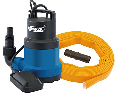 Draper 12429 Submersible Clean Water Pump with Float Switch and Layflat Hose, 191L/min, 550W, Blue and Black, One Size