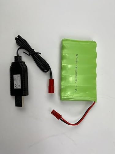 EFASO 7,2V 1200mAh Power Akku kompatibel mit S-Idee 18145 Ferngesteuerter Kettenbagger und Huina 1550 Bagger Kipplaster 1573 Ersatzakku für Huina 1550 1573 mit JST Stecker