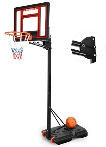 YITAHOME Basketballkorb Outdoor,Basketballkorb mit Ständer 105–260 cm Höhenverstellbarer Basketballständer mit Rädern Tragbar Basketballständer für Jugendliche Erwachsene im Hinterhof/Innenbereich