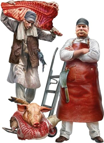 MiniArt 38073 1:35 Fig.-Set Metzger (2)-originalgetreue Nachbildung, Modellbau, Plastik Bausatz, Basteln, Hobby, Kleben, Modellbausatz, Zusammenbauen, unlackiert