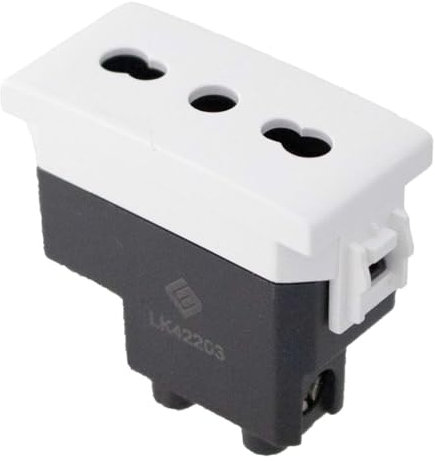 Zweipass-Steckdose 2P+T 10/16A, kompatibel mit Bticino Living, kompatibel mit Vimar Plana (1 Stück, Weiß)