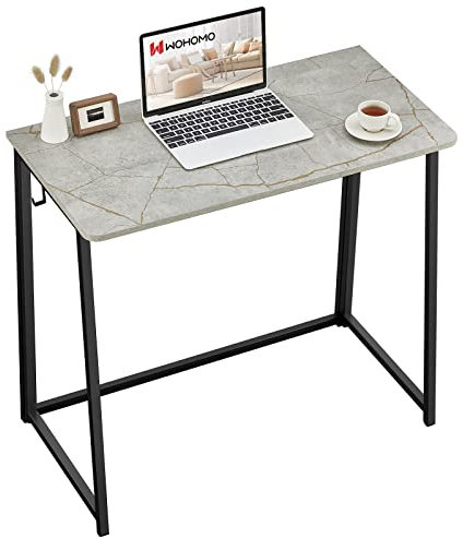 WOHOMO Small Foldable Computer Desk Writing Study Desk Easy Assembly Space-Saving Foldable Laptop Table Writing Workstation for Home Office,Grey