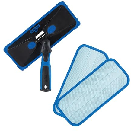 Unger ProClean Fensterreiniger für den Innenbereich, Werkzeug zur Fenster-, Glas- und Spiegelreinigung, streifenfreie Ergebnisse, Wiederverwendbare Mikrofaser-Pads für Nachhaltigkeit
