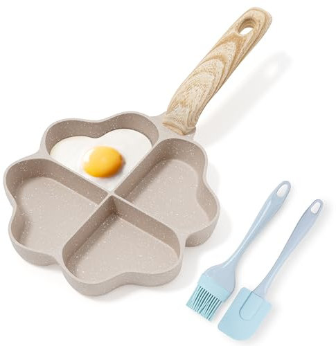 RIOVARM 4-Loch Herzform Eierpfanne Antihaftbeschichtung Granit Kleine Pfannen Induktion Bratpfanne Kreativ Niedlich Omelett-Pfanne ohne PFOA Gesunde Pfannkuchen Pfanne zum Frühstück
