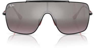 Ray-Ban Rb3697m Scuderia Ferrari Collection Quadratische Sonnenbrille, Schwarz/Violett, Spiegelverlauf, Silber, 35 mm