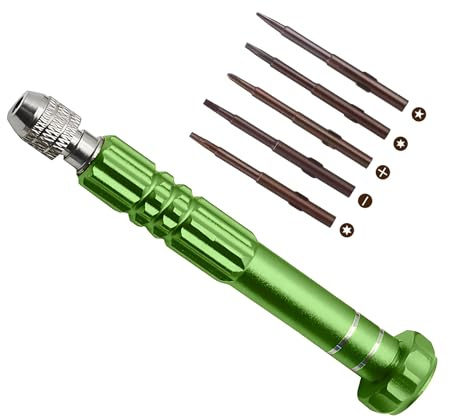 5 in 1 Mini Schraubenzieher Set, Brillen Schraubenziehe mit 5 Schraubendreherkopf, Grün Schraubenzieher Klein für Reparatur Brillen, Uhren, Elektronik, Mobiltelefon, Laptops
