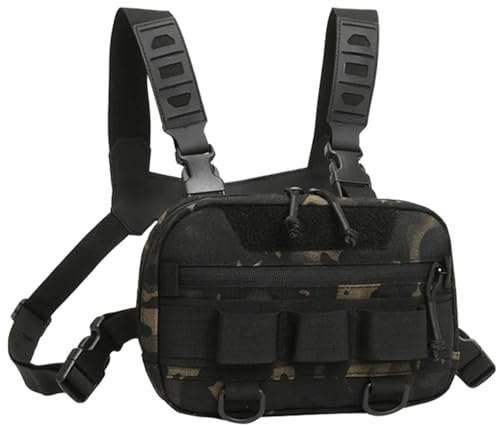Multifunktionale Chest Rig Bag, Verstellbare Brust Front Pack, Brusttasche für Männer, Oxford Tuch Große Öffnung Chest Pack, Weste Brusttasche Tasche, Wasserabweisende Brusttasche für Männer