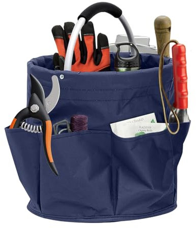 FANWINKJ Sac à outils jardin 17L pliable étanche – Panier de jardinage Oxford 600D avec 1 compartiment principal + 6 poches extérieures – Sac de rangement robuste pour jardin extérieur