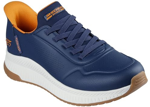 Skechers Men's Bobs Squad 4 Direct Step Slip-On Sneakers, Navy Pu, 7.5 UK