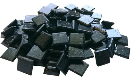 Zimasi 900g Glasmosaiksteine – 1x1 cm, ca. 1350 Stück – Premiumqualität für DIY-Projekte, Basteln, Mosaikdekorationen – Verlegefläche ca. 36 x 36 cm – Innen- und Außenbereich (Schwarz)