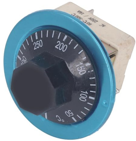 Mavaol Thermostat réglable, bouton de contrôle de température 50°C 300°C, céramique et acier inoxydable, réinitialisation automatique, 250 V 16 A, pour radiateurs électriques,