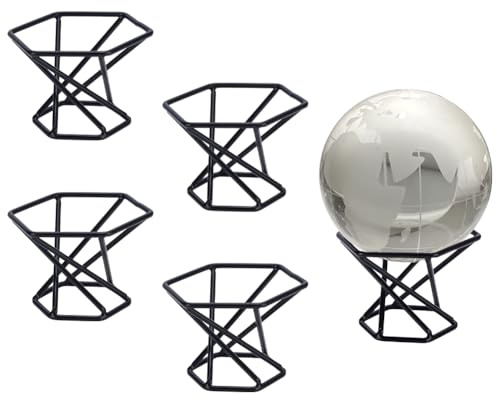 FINGERINSPIRE 5 Stück Kristallkugel Ausstellungsständer Sechseckiger Ausstellungsständer Aus Eisen 53.5x60x40.5mm Schwarzer Metall Ausstellungsständer Glaskugel Basis Fotografie Linsenkugel Basis