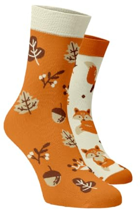 BENAMI | Lustige Socken mit Füchse-Motiv | Baumwoll-Hochsocken für Damen und Herren