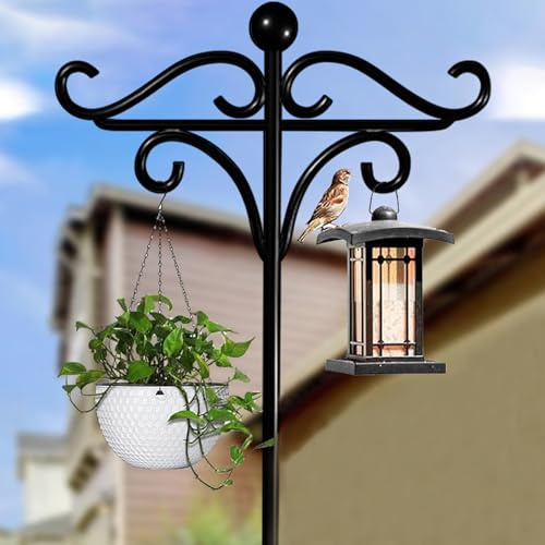 Meyecon Shepherd Crook Hooks for Garden Heavy Duty Double Outdoor Shepherd's Hooks Adjustable Height 76 inches (B)