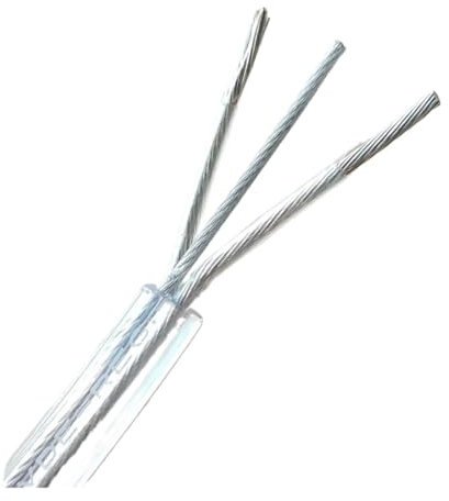 HKVT Transparentes 2 * 0,75 mm Elektrokabel mit 1,0 mm unterstützendem Stahlseil-Netzkabel for Beleuchtungslampen(4m)