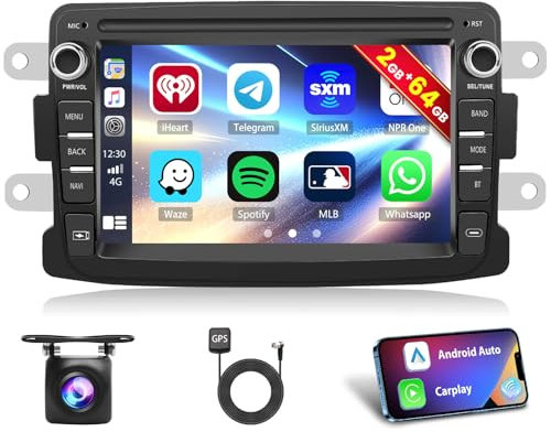 [Android 15 2G+64G] Inefala Autoradio für Renault Dacia Duster Sandero Logan Dokker, 7 Zoll Touchscreen Radio mit Wireless Carplay Android Auto WiFi GPS FM/RDS Radio USB SWC MIC + Rückfahrkamera