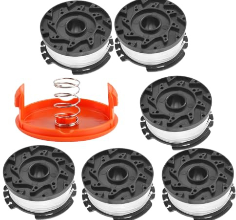 Bobina di Filo perTagliabordi, Bobina di Filo per Decespugliatore con 1 Copertura, Compatibile con Tagliaerba Black + Decker (A6485-6+1)