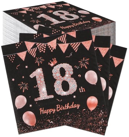 60 Stück Premium Servietten Rosegold für 18. Geburtstag | Elegante Geburtstagsservietten für Mädchen (33x33) | Luxus Tischdeko für Erwachsenenfeier & Partys | Hochwertige 18. Geburtstag Gädchen Deko