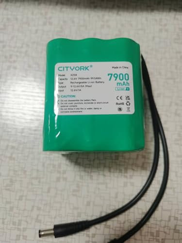 CITYORK Batería de litio recargable de 12,6 V 7900 mAh para farolas solares al aire libre, cámaras de CCTV, videocámaras, reproductores de MP3, luces LED y más