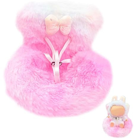 Puppen Autositz mit Weichem Pelzigem Kissen, Autositz für Puppe 10–17cm, zum Auto-Lüftungsschlitze Präsentieren von Puppen Spielzeug Ornamenten, Puppensicherheitssitz