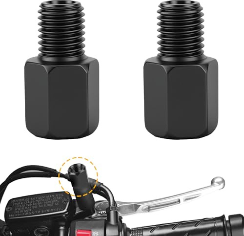 2 Stück Spiegeladapter,Motorroller Spiegel Adapter M10 auf M10 Linksgewinde/Rechtsgewinde,Motorroller Rückspiegel Schrauben für Motorrad, Scooter, Moped (M10 bis M10)