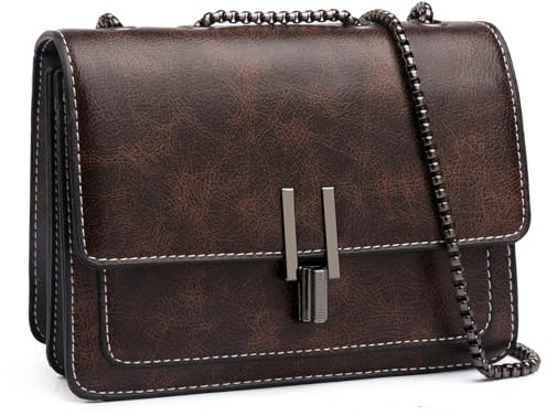 Travistar Damen Umhängetasche Kleine - Kette Schulterriemen Crossbody Bag - Lingge Tasche Schultertasche Abendtasche Citytasche Leder Feste Multifunktionstasche