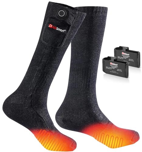 Beheizte Socken Wiederaufladbar Elektrische Heizsocke - Thermo-Wärmesocken mit 4400mAh Akku für Herren Damen Outdoor Skifahren Kalte Winter Jagd Camping (L, Schwarz)
