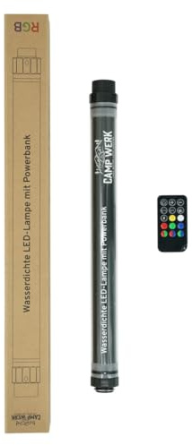 CAMPWERK LED-Camping-Lampe RGB mit Powerbank – 1000 lm, stufenlos dimmbar, App- & Fernbedienung, wasserdicht IP68 – Outdoorlampe mit Farbwechsel & 12 Modi für Camping, Notfall & Freizeit