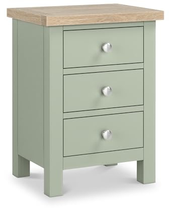 RoselandFurniture Farro Sage Green 3 Drawer Bedside Table