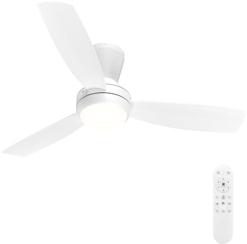 Airwit Ventilador de Techo con Luz 106cm, montaje rápido, silencioso | Aspas encajables sin herramientas, 3 aspas, 6 velocidades, motor BLDC reversible, luz regulable, 3 tonos, temporizador 1/2/4h