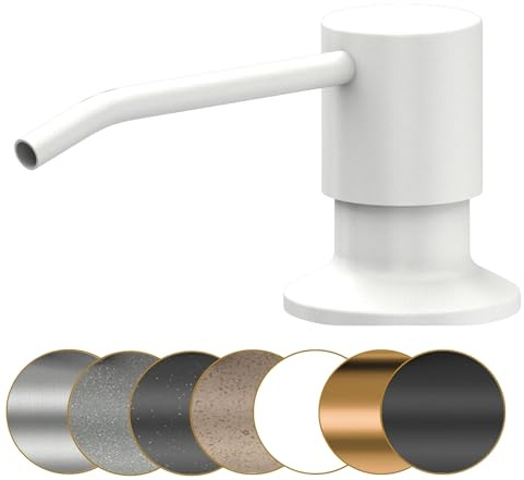 Sink Quality - Distributeur de savon encastrable blanc - 320 ml en PVC robuste - Distributeur de liquide vaisselle encastrable pour évier - Inoxydable - Rechargeable par le haut - Pompe rotative à 360